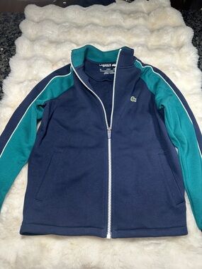 Lacoste Kids Navy & Teal Zip-Up Hoodie Jacket
